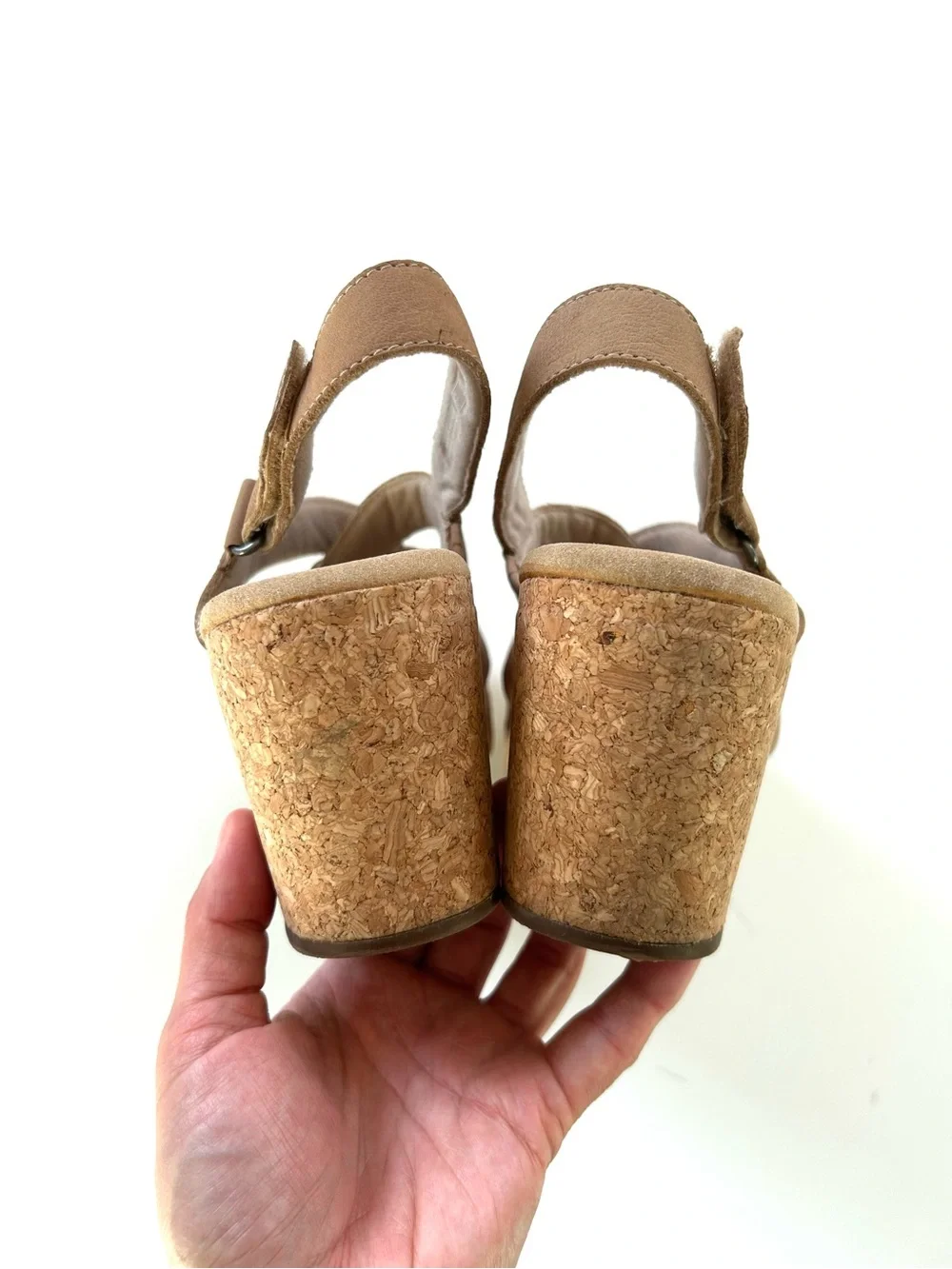 Clarks Strappy Tan Giselle Beach Cork Wedge Sandal